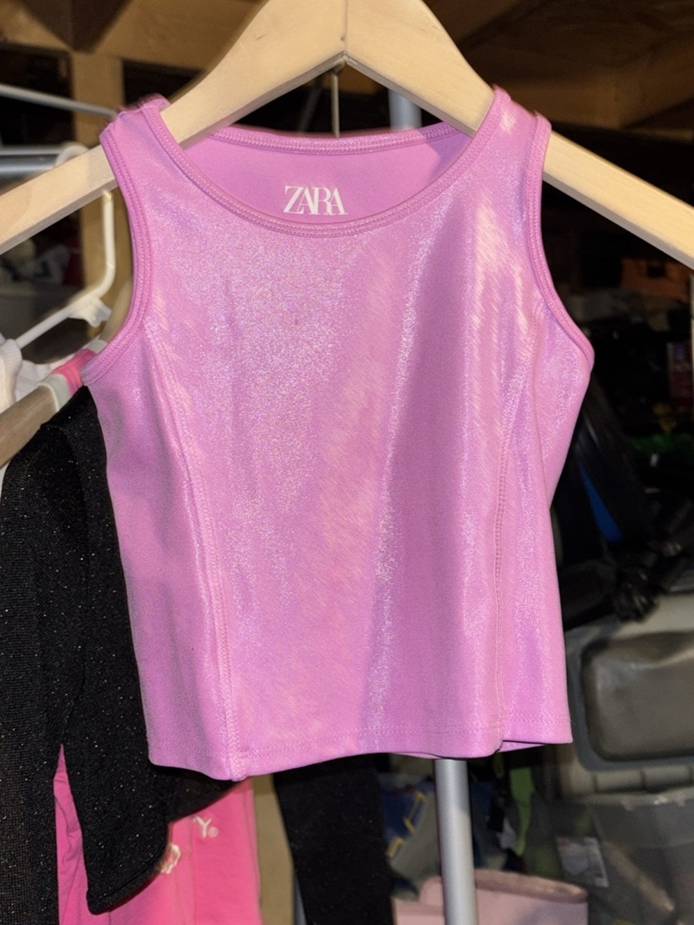 Zara Shimmery Light Pink Tank Top